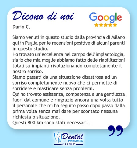 recensione positiva Clinica Dental Progress Studio Odontoiatrico con Lavoratorio di San Severo FG Puglia